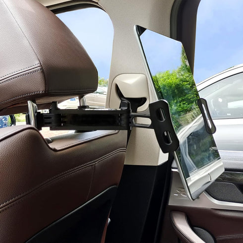 Car Headrest Tablet Mount, Backseat Seat Universal Tablet Cell Phone Holder 360° Swivel Rotating Angle Adjustable Stretchable for iPad iPhone, Sam...