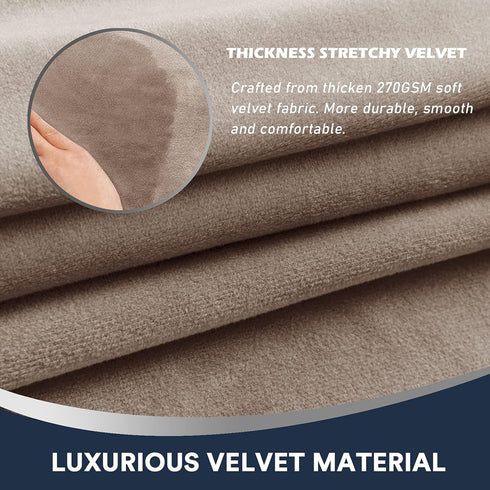 Sofa Arm Covers Stretch Velvet Plush Anti-Slip Couch Armrest Protector for Sofa Couch Chair Recliner, Set of 4, Taupe...