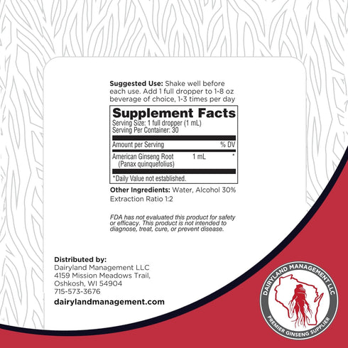 Dairyland American Ginseng Extract 2 Fl oz ??????, Authentic Wisconsin Ginseng Liquid for Healthy Energy, Vitality, Mood and More- Non-GMO, Gluten...