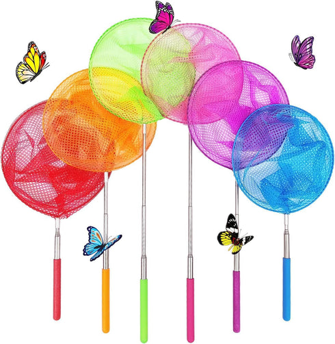 6 Pack Telescopic Insect Catching Nets,Butterfly Nets,Fishing Nets,Nature Exploration Toys for Kids Outdoor Playing...