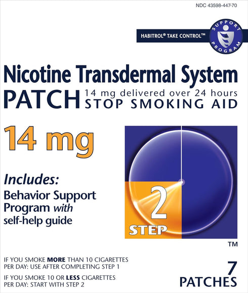 Habitrol Nicotine Transdermal System Patch | Stop Smoking Aid | Step 2 (14 mg) | 7 Patches (1 Week Kit)...