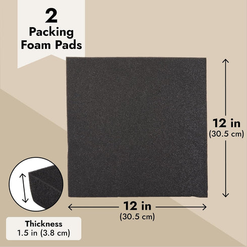 Okuna Outpost 2 Pack Black Polyurethane Foam Sheets - 12x12x1.5 Customizable Foam Insert Pads for Padding, Tool Case Cushioning & Crafts...