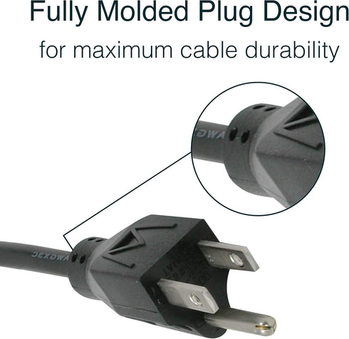 C2G 2FT Premium Replacement AC Power Cord - Durable Power Cable for TV, Computer, Monitor, Appliance & More (24240)...