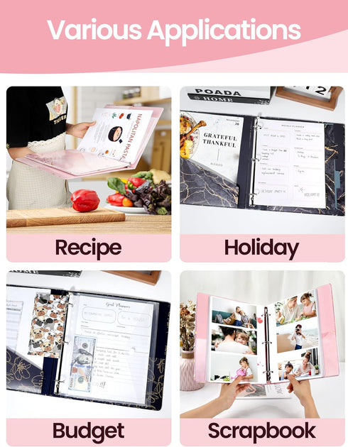 3 Ring Binder 1 Inch, SUNEE Cute Binder with 2 Pockets, Decorative Pink Marble Three Ring Binder Heavy Duty (Fit 8.5x11 Inches) for School Supplie...