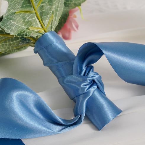 MEEDEE Smoke Blue Satin Ribbon Lux Double Faced Satin Ribbon 3 Inch Dusty Blue Ribbon Ribbon by 10 Yards Smoke Blue Ribbon for Crafts, Christmas T...