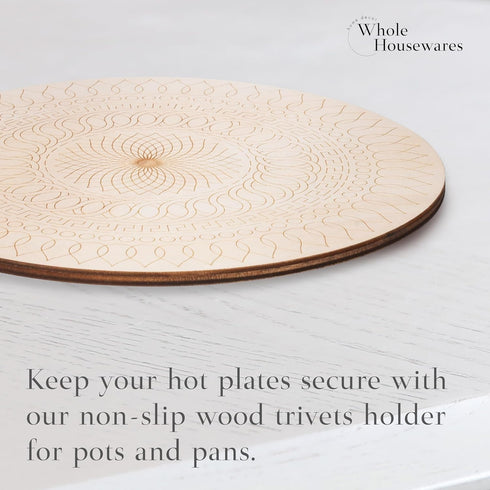Whole Housewares Wooden Trivet for Hot Dishes Pots and Pans - Heat Resistant Wood Serving Board Pot - Kitchen Counter Accessories for Table Counte...