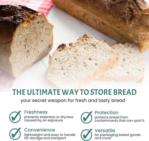 Reusable Plastic Bread Bags for Homemade Bread - 50 Pack Clear Bread Bag with Ties For An Airtight Moisture-free Preservation and Storage- Bread L...