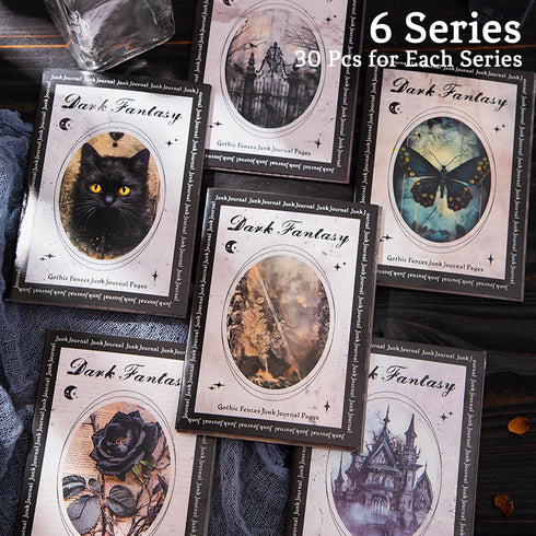 180Pcs Dark Fantasy Scrapbook Paper, Vintage Gothic Journal Ephemera Pack, Junk Journal Supplies for Scrapbooking Kit, with Glue Tape...