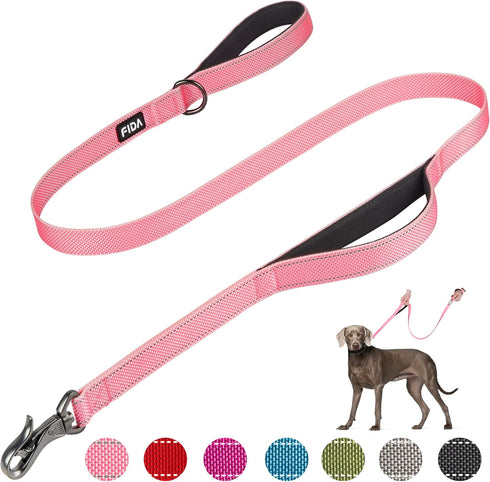 Fida 5 FT Heavy Duty Dog Leash with 2 Comfortable Padded Handles, Traffic Handle & Advanced Easy Snap Hook, Reflective Walking Lead for Large, Med...