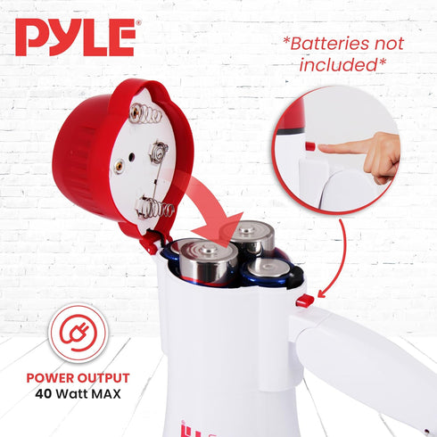 Pyle 40 Watt Professional Megaphone Clear Sound & Ergonomic Grip - Multi-Function with Talk, Siren, Volume Control - Detachable Handheld Mic - Ind...