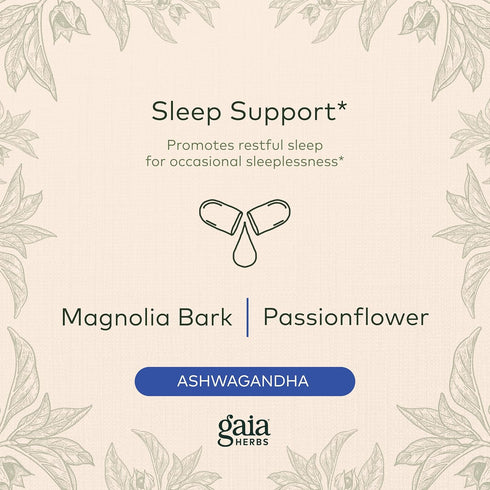 Gaia Herbs SleepThru - Natural Sleep Support Supplement with Organic Ashwagandha Root, Organic Magnolia Bark, Passionflower, and Jujube Date - 60 ...