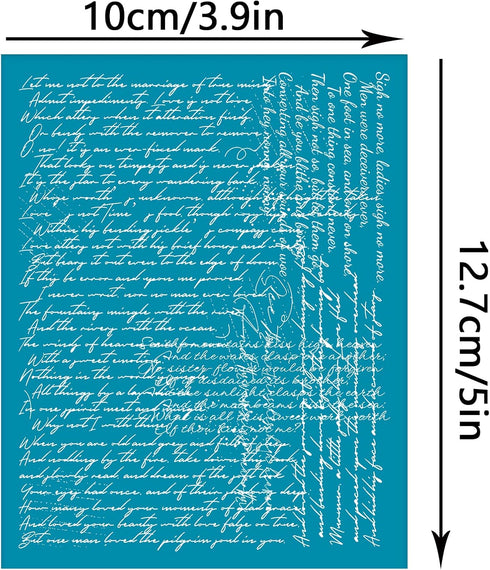 OLYCRAFT 4x5 Inch Script Writting Clay Stencils Small English Character Non-Adhesive Silk Screen Printing Stencil Poetry Clay Mesh Stencils Transf...