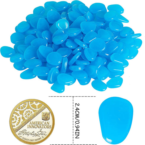 150 PCS Luminous Stones - Blue Glow Rocks Decorations DIY Decorative Pebbles for Aquarium Fish Tank Sidewalk Garden Path Patio Terrace Lawn Yard O...