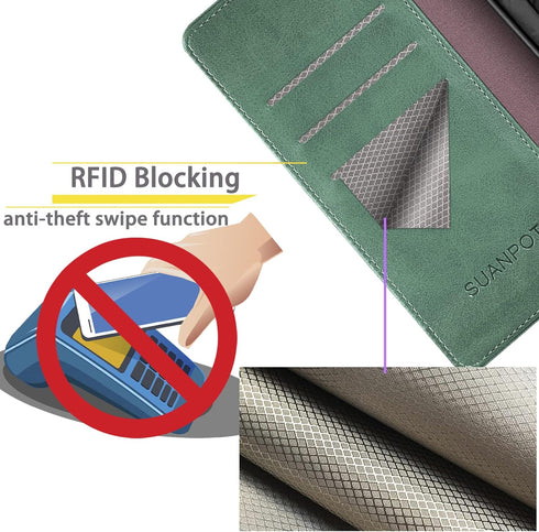 SUANPOT for Samsung Galaxy S22 with RFID Blocking Leather Wallet case Credit Card Holder,Flip Folio Book Phone case Shockproof Cover Women Men for...