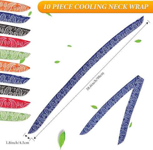 10 Pieces Ice Cool Scarf Summer Cooling Scarf Neck Wrap Headband Cooling Scarf Instant Chill Neck Scarf Soaked Tie Around Neck for Summer Outdoor ...
