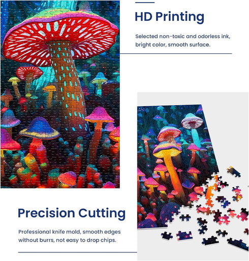 1000 Pieces Puzzle for Adults-Mushrooms Puzzle-Wooden Puzzle Highlights The Wonder and Fascination of The Mushrooms World-Thick, Sturdy Pieces Cha...
