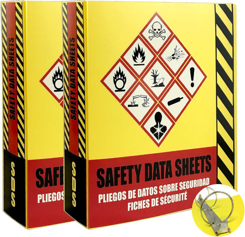 Ring Binder Depot 2 Pack of SDS Binder, Heavy Duty 3 Ring Binder with 1.5 In Capacity Holds 250 Pages, Trilingual with EnglishSpanishFrench, Durab...