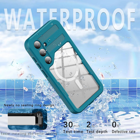 Designed for Galaxy S24 Plus Waterproof Case Compatible with MagSafe Magnetic Waterproof Full Body IP68 Underwater Case Built-in Screen Protector ...