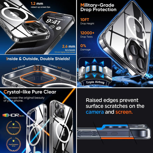 7 in 1, iPhone 15 Pro Max Case, 3X Screen Protector, 3X Camera Lens Protector, Compatible with MagSafe, Military-Grade Protection, iPhone 15 Pro M...