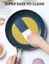 MICHELANGELO Small Frying Pan - 8 Inch Nonstick Frying Pan with Lid, Non-Toxic Omelette Pan with Stainless Handle, Nonstick Skillet, Blue-Ceramic...