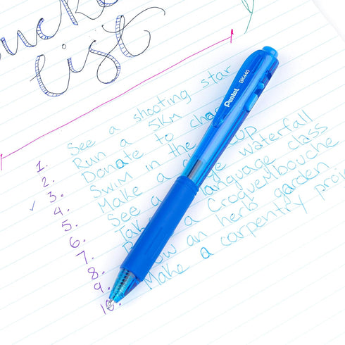 Pentel WOW! Retractable Ballpoint Pens, Medium Line, Sky Blue Ink, Box of 12 (BK440-S)...