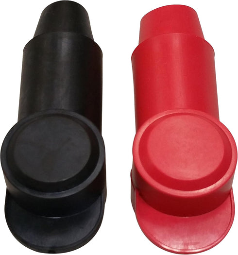 (Red & Black) 3/8" Stud Terminal Cover - Electrical Battery Connection Insulator (2 Pack)...