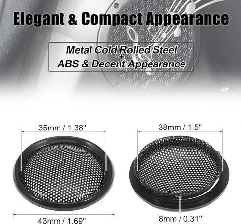 X AUTOHAUX 2pcs 1" Black Car Audio Speaker Cover Mesh Subwoofer Grill Horn Guard Protector...