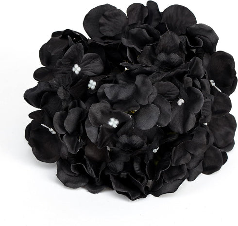 10pcs Hydrangea Silk Flowers Heads with Stems Artificial Hydrangea Flowers for Wedding Home Party Baby Shower Decor (Black)...