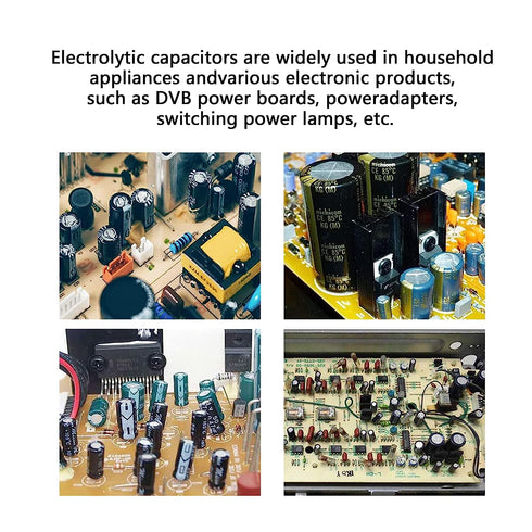 24Value 460Pcs 6.3V-50V Capacitor Assortment Box Kit DIP 1uF-1500uF High Frequency Aluminum Electrolytic Capacitors for Industrial Electrical and ...