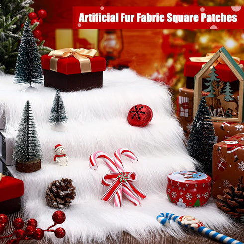 4 Pcs Christmas Faux Fur 10 x 20 Inch Faux Fur Fabric Squares Shaggy Fluffy Fabric Patches Ultra Soft Plush Craft and Hobby Fabric Craft Supply, H...