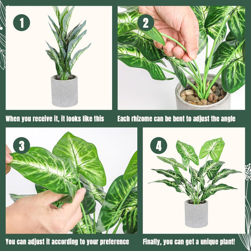 16" Small Fake Plants Artificial Tropical Faux Plants Indoor Desk Plant for Home Office Kitchen Shelf Sage Green Decor...