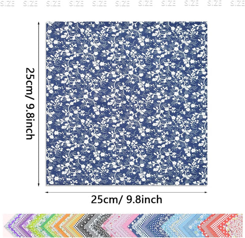 56Pcs 10"x10" Quilting Cotton Fabric Squares Sheets Pre-Cut Multi-Color No Repeat Design Printed Floral Craft Fabric for DIY Sewing Scrapbooking Q...