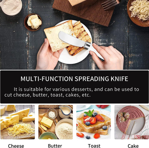 Butter Knife(2 Pcs), Porcelain Handle, Stainless Steel Cheese Spreader, Butter Spreader Knives Set...
