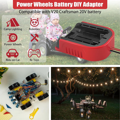 2 Packs Power Wheel Adapter for Craftsman V20 20V Battery with Fuse & Wire terminals & 14 Gauge Wire, Good Power Convertor for DIY Ride On Truck, ...