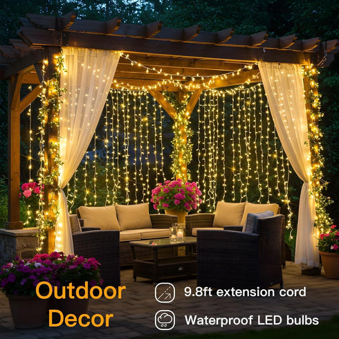 suddus Curtain Lights for Bedroom, 200 Led Hanging String Light Outdoor, Fairy Curtain Lights Indoor for Christmas, Dorm, Wall, Backdrop, Window, ...