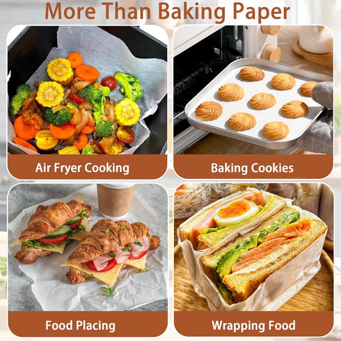 200 Pcs Parchment Paper Baking Sheets, 12"x16" Precut Non-Stick Baking Parchment Paper Sheets Bun Sheet Pan Liners.Baking Grilling Air Fryer Steam...