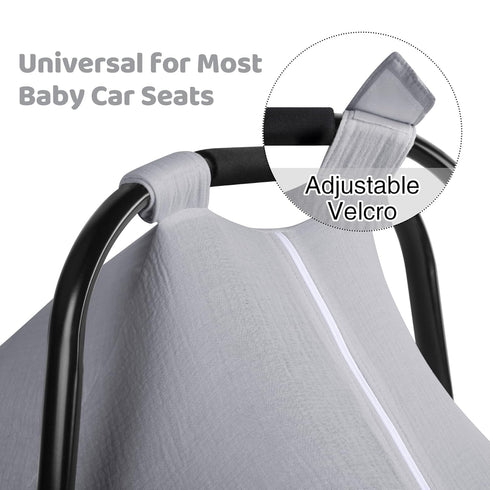 Elstey Muslin Baby Car Seat Cover, Breathable Carseat Canopy with Fully Zipper Opening, Universal Fit Infant Stroller Carrier Covers for Boys and ...