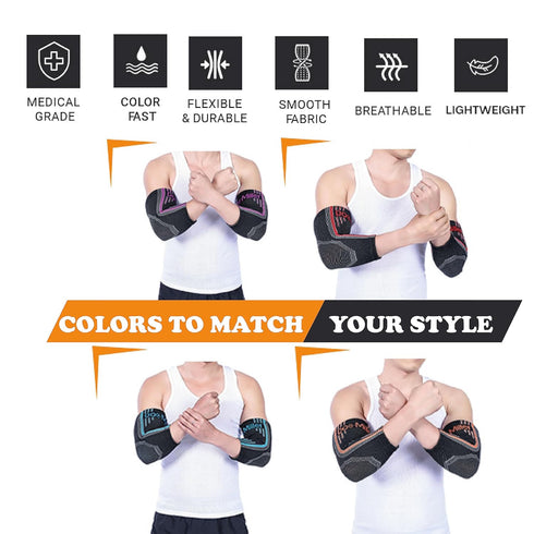 Doc Miller - Compression Elbow Brace: Support for Tendonitis, Bursitis, Tennis, Arthritis, Workouts - Elbow Sleeves for Men & Women, Joint Pain, E...