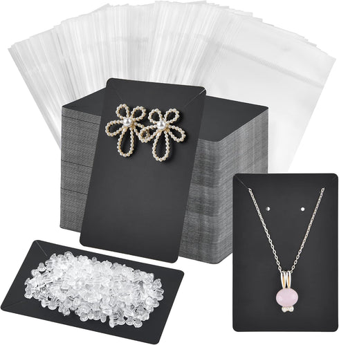 Coopay 120 Pieces Earring Necklace Display Cards Jewelry Holder Cards with 200 Earring Backs and 120 Self-Sealing Bags for Ear Pendants Necklaces ...