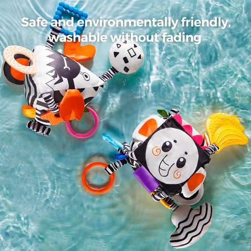 TUMAMA High Contrast Baby Toys, Black and White Infant Toys 0-3 Months for Newborn, Soft Sensory Rattles Toys with Teether for Toddlers...