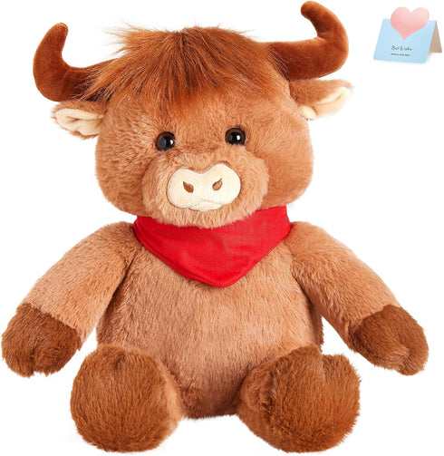 Houwsbaby 12" Highland Cow Stuffed Animal Scottish Highland Cow Plush Toys for Babies,Kids, Women Easter Valentine for Boys and Girls Women...