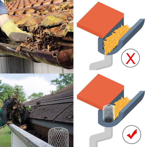 Lainrrew 3 Pcs Gutter Guard 3 Inch Flexible Aluminum Filter Strainer Rain Gutters Strainer Downspout Guard Protection Net Cover Stop Blockage from...