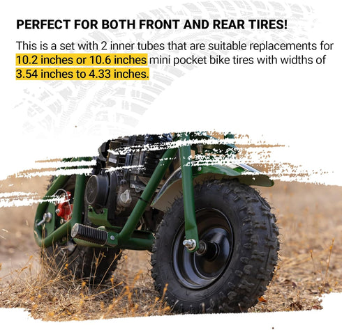 (2-Pack) Replacement Front or Rear Inner Tubes for 90/65-6.5” and 110/50-6.5” Mini Pocket Bike Tires - Fits Most 38cc, 47cc, and 49cc Mini Pocket ...