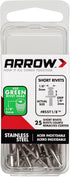 Arrow RSST1/8 Short Stainless Steel 1/8-Inch Pop Rivets for Metal, Fabric, Leather, and Auto Repair, 25-Pack...