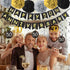 50th Wedding Anniversary Decorations Kit - Gold Glitter Happy 50th Banner / Sparkling 50 Hanging Swirls / Poms...