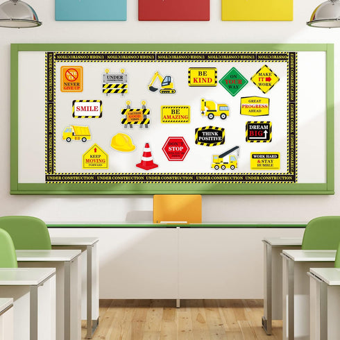 Construction Bulletin Board Set with Bulletin Board Border Under Construction Positive Saying Accent Classroom Decor for Teacher Positive Affirmat...