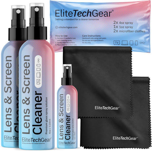 Glasses Cleaner & Screen Cleaner Kit – 3pcs Lens Cleaner Spray (2X 4oz+1oz) with 2pcs Microfiber Glasses Cleaning Cloth – Alcohol Free Eyeglass Cl...