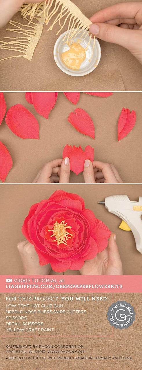 Lia Griffith LG40006 Crepe Paper Kit, Peony Flowers, Sizes, Colors may vary, 29 Count...