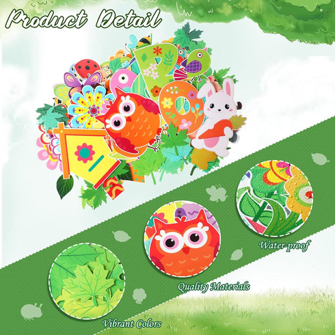135 Pcs Spring Bulletin Board Decoration Tree Bulletin Board Decoration Bulletin Board Tree Cutout Bunny Butterfly Flower Decorations for Easter C...