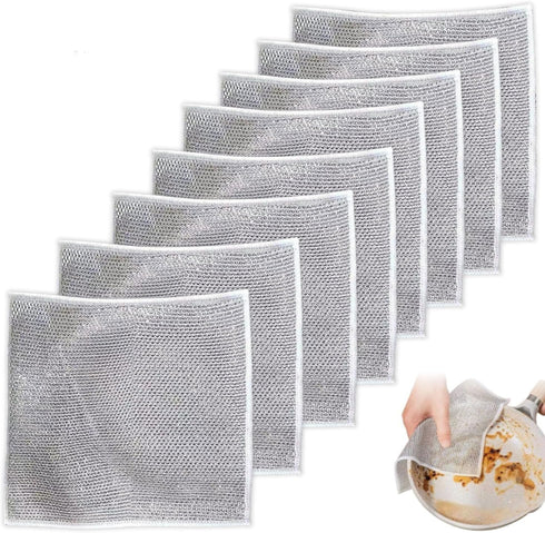 Wire Dishwashing Rags - 20Pcs Non-Scratch Wire Dishcloth, Multipurpose Wire Dishwashing Rags for Wet and Dry, Kitchen Cleaning Cloths for Dishes, ...